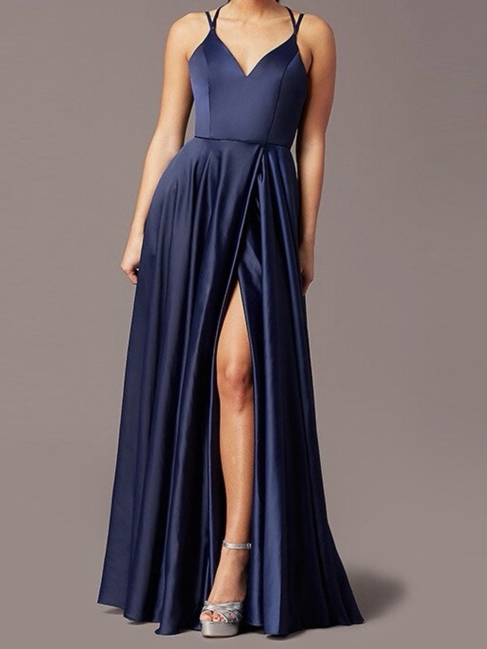 Rated PG by Prom Girl Sexy A-Line Spaghetti Strap Dress Slit Satin